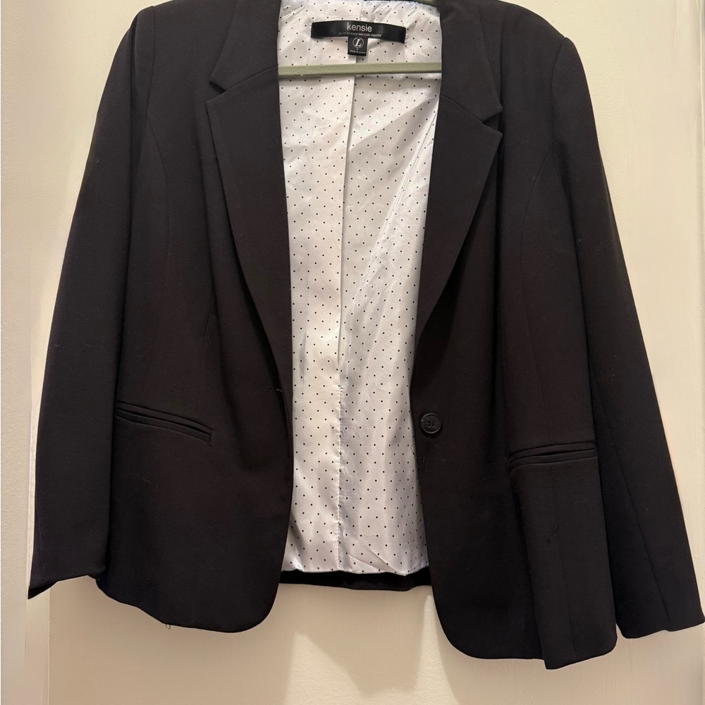 Kensie Black Women's Blazer with Polka Dot Lining